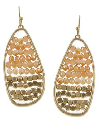 China ALLOY 4 Colors Bead Earring Metal Teardrop Cut Earring Gold for sale