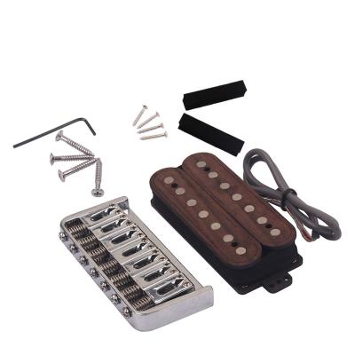 China Rosewood Humbucker Double Coil 13.5kΩ Double Coil Pickup Set with metal Hardtail Fixed Bridge wrench for sale