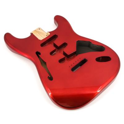 China Color rojo Cuerpo de guitarra de madera Alder Cuerpo de guitarra de alto brillo Stratocaster en venta