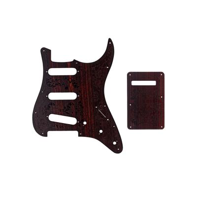 Cina 11 fori di legno di rosa SSS stile chitarra pickguard backplate & viti per la chitarra elettrica ST accessori parti in vendita