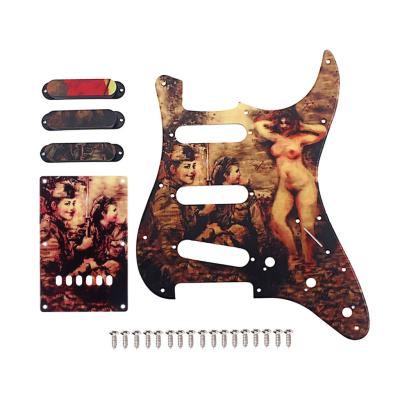 Cina Lady Pattern 3-Ply Standard SSS Guitarra elettrica Pickguard Set Con Velocità Retro Plate Scratch Plate ST Chitarre elettriche in vendita