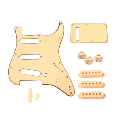 China Espejo de oro Pickguard SSS Guitarra eléctrica Pickguard Set Pickup Cover Placa trasera para guitarras modernas de estilo FD Strat en venta