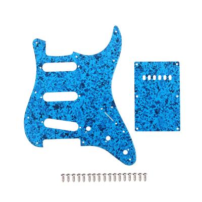 China 3Ply Azul Negro Pickguard Grate Plate SSS PVC Placa trasera y tornillos para ST estilo Strat piezas de accesorios de guitarra eléctrica en venta