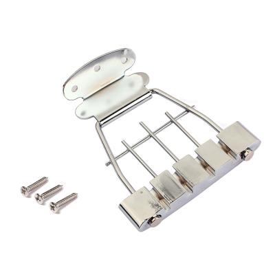 China Jazz Bass Bridge Tailpiece Silver 4 Strings Low Tailpieces Replacement Zinc Alloy for sale