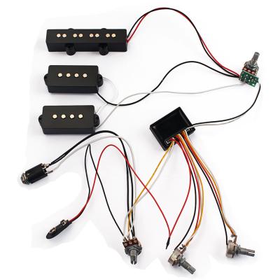 Cina 3 Band Equalizer EQ Preamp Circuit Bass Guitar Tone Control Wiring Harness and JP Pickup Set for Active Bass Pickup in vendita