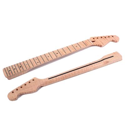 China 22 Frets Stratocaster Maple Neck Vervanging met Abalone Shell Dot Inlay Tiger Flame Te koop