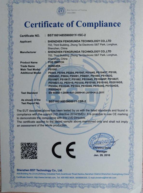 CE - Shenzhen Fengrunda Technology Co., Ltd.