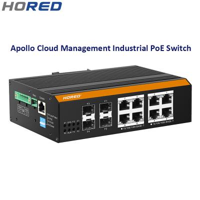 China Industrial POE Rail Rack Cloud Controlled Industrial Switch 12 Ports PoE Switch IS108GPS-4F for sale