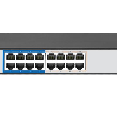 China HORED POE High Level 16 Port PoE 1000Mbps and 2 Gigabit SFP Fiber Optic for IP PoE CCTV Cameras for sale