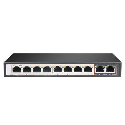 China Port POE IEEE802.3af/at 10/100M 8 poe switch with 2X1000M uplink RJ45 port for sale