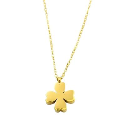 China TRENDY Fashion Jewelry Necklaces 18K Gold Plated Stainless Steel Four Leaf Clover Charm Necklace For Women Men for sale