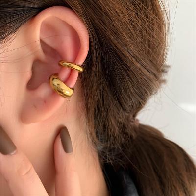 China FASHION Sensitive Stainless Steel Ear Clip Earrings Tarnish Free Jewelry 18K Gold Plated No Pierce Ear Cuff For Women for sale