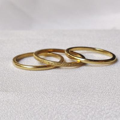 China Fashion Jewelry Rings Romantic Stainless Steel Minimalist Triple Layer Gold Plated Layered Rings For Women Men for sale