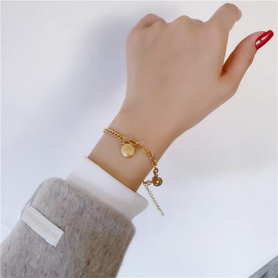 China FASHIONABLE Minimalist Hypoallergenic Stainless Steel Jewelry 18K Gold Plated Charm Bracelet For Women for sale