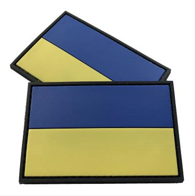 China free sample 3D hook and loop Ukraine flag custom patch in stock high quality PVC rubber patches with MOQ loq for sale