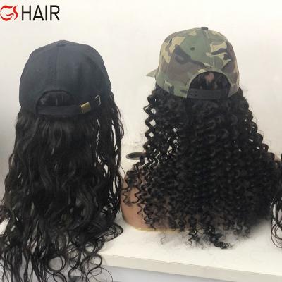 China Fashionable Deep Wave Hair Baseball Cap Cap Wig For Cheap Virgin Hair Wigs Brazilian Hair Color Women Travel Hair Wigs With Caps for sale