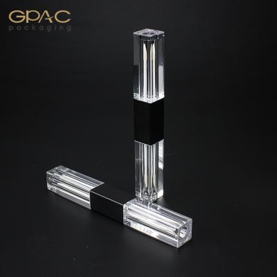 China Luxury Clear Clear Cosmetics Lip Gloss Container Double Ended Tube With Brush for sale