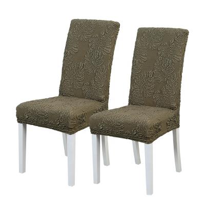 China Wholesale Modern Simple Elastic Fabric Jacquard Elastic Chair Covers Small Khaki Green Dining Chair Seat Covers For Dining Room for sale