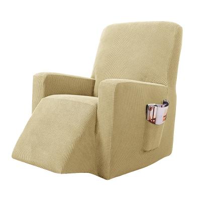 China High Elastic Grid Design Solid Color Stretch Recliner Covers Side Recliner Seat Coverwith Pocket for sale