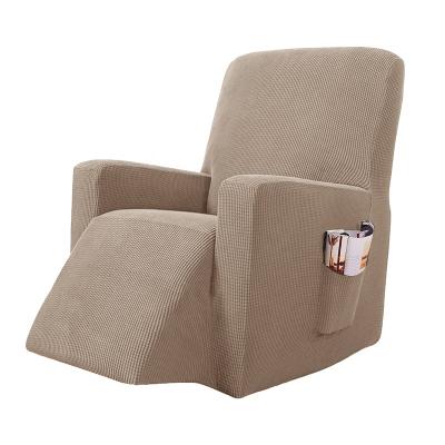 China Wholesale Pure Elastic Cream Color Salon Recliner Chair Cover Velvet Recliner Couch Covers Pocket Chair Headrest Recliner Cover for sale