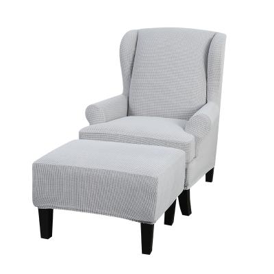 China Home Decor Elastic Checked Sloped King Back Chair Cover With Ottoman Cover Elastic Slipcovers For Wingback Chair for sale