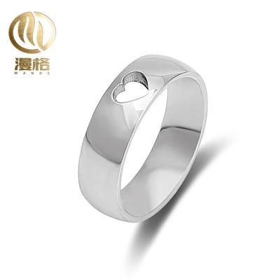 China Newly Beautiful FASHIONABLE Custom Steel Color Polishing Hollow Heart Ring With Stainless Steel For Women 6mm*2mm for sale