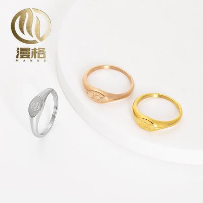 China Stainless Steel Ring Fashion 18K Custom LOGO Custom LOGO Stainless Steel Gold Plated Simple Jewelry for sale