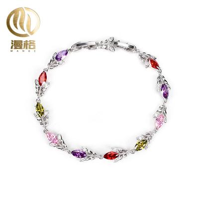 China New TRENDY Factory Design Fashion Flower Modeling Copper Bracelet With Chromatic Zircon 19CM For Lady's Gift for sale