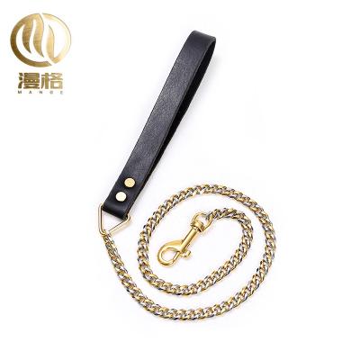 China Stainless Steel Factory Directly Supply Cuban Gold Dog Chains and Leash Pet Leash Chains with High Cost Performance and Durability for sale