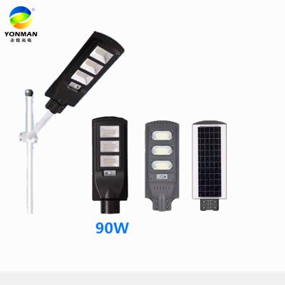 China ROAD/STREET sensor 90W ip65 aluminum all in one solar panel integrated waterproof led solar street light for sale