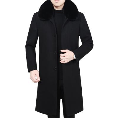 China British Men's Anti-wrinkle Business Wool Jacket Winter Cotton Casual Ditch Coat Warm Blend Heavy Thin Coat Coat for sale