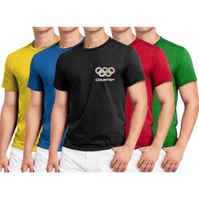 China OEM Unisex Custom Logo Country Name Screen Printing Olympica T-shirt Cotton Masheng Plus Size Wholesale Plus Size 3XL Men's T-shirt for sale