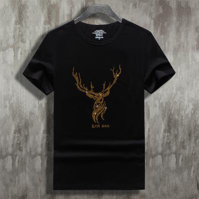 China Summer Breathable Plus Size 2021 Hot Round Neck Diamond Clothing Cotton Men'S T-shirt Custom Made T-shirt for sale