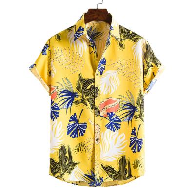 China Masheng Viable 2021 Plus Size 3XL Shirt Streetwear New Summer Hawaiian Shirt Mens Clothes Leaves Print Short Sleeve Men's Casual Shirts for sale