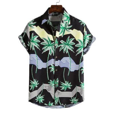 China Masheng Viable 2021 Summer Men's Hawaiian Shirt New Plus Size 3XL Shirt Streetwear Trees Print Short Sleeve Men's Casual Shirts for sale