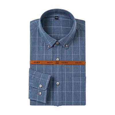 China Wholesale Custom Logo Quality 2021 Cotton Casual Solid Shirts Mens Viable Sleeve 100% Cotton YARNS DYE Plaid No Ironing Men's Shirts for sale