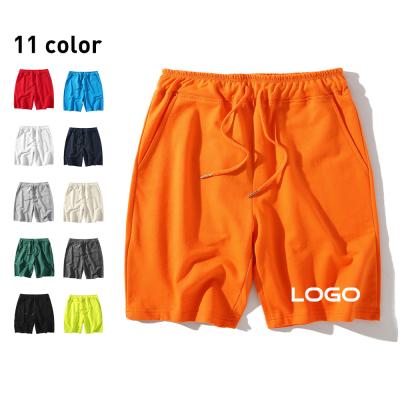 China Masheng Breathable 2021 Summer Sports Shorts Casual Loose Pants Over The Knee Pants Custom Logo 100% Cotton Orange Boxer Sweatshorts For Men for sale