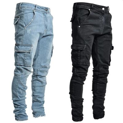 China Amazon Hot Sale 2021 Mens Breathable Skinny Jeans Patched Work Pants Denim Plus Size 3XL Fashion Street Hole Pants Jeans Men for sale