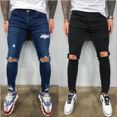 China 2021 New Men's Jeans Amazon Breathable Hot Sale Distressed Pants Slim Fit Plus Size 3XL Fashion Street Hole Skinny Pants Jeans For Men for sale