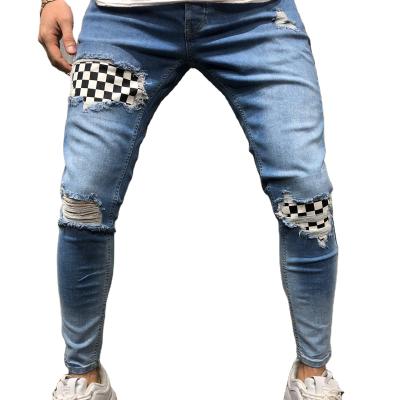 China 2021 Breathable Wholesale Ripped Slim Jeans Men Knee Holes Pencil Pants Plus Size Streetwear Mens Slim Jeans for sale