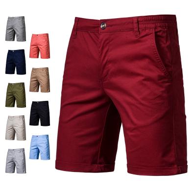 China 100% Cotton Shorts 2021 Summer Casual Solid Color Men's Track Jogger Pants Knee Length Shorts Breathable For Men for sale