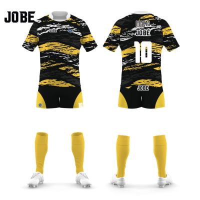 China Breathable Sublimation Printing Breathable 100% Polyester Custom Design Your Own Thick Striped Rugby Shirt for sale