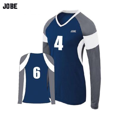 China Custom Team Mens Long Sleeve Polyester + Spandex (Stretch Fitted) Polyester Sublimation Shirt Female Volleyball for sale