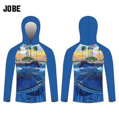 China Mens Long Sleeve Anti-UV Printed Design Fishing Apparel Wholesale OEM Custom Sublimated Fishing Shirt With Hoodies for sale