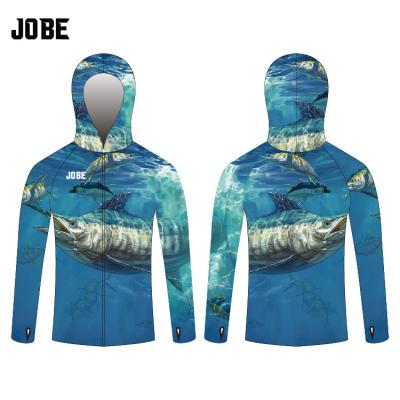 China Sublimation Design Anti-UV SPF Fishing Hooded Shirt Custom Design Fishing Wear Shirt For Sale for sale