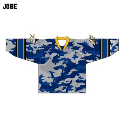 China Quick Dry Sublimation Screen Printing Custom Design Embroidered Patched Kids Practice Ice Hockey Shirt for sale