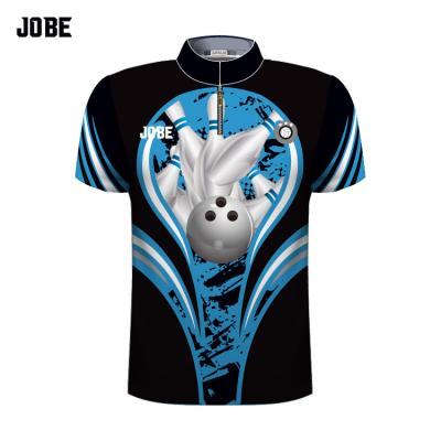 China QUICK DRY custom sublimated gray zipper bowling shirt club team logo rolling shirt for sale