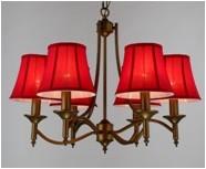 China Red Fabric Shade 6 Lights Wrought Iron Chandelier for Dining Room for sale