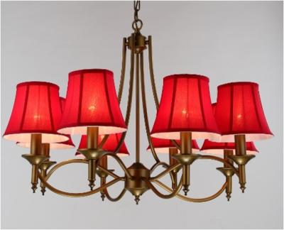 China Metal 8 Light Chandelier Wrought Iron Chandelier with Fabric Shade for sale