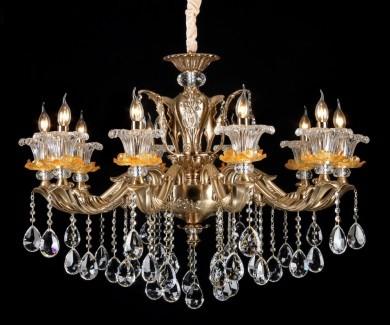 Chine Lustre en cristal moderne d'or pourpre de satin de 10 des lumières K9 lustres de salon à vendre